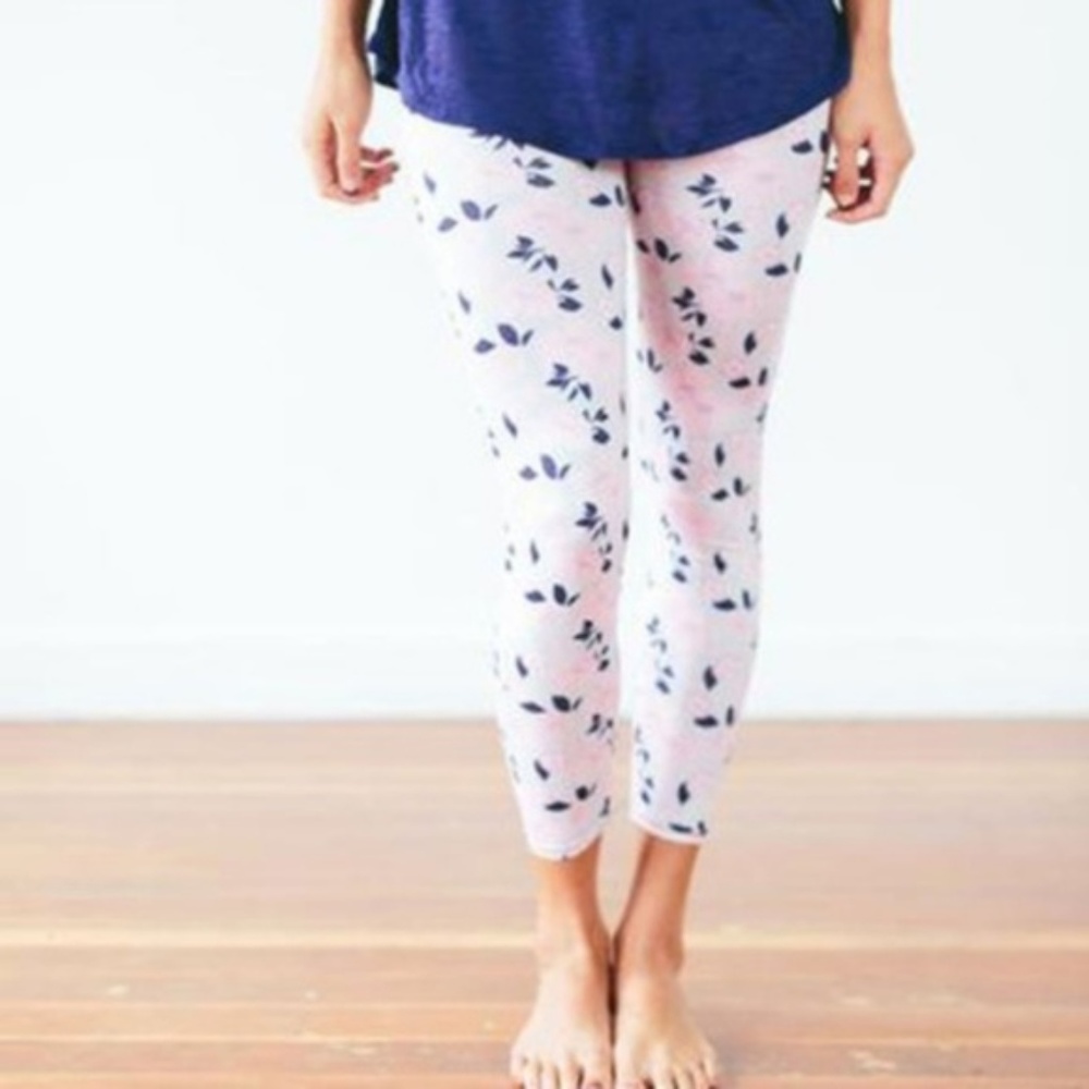 Pink and Gray Floral Leggings